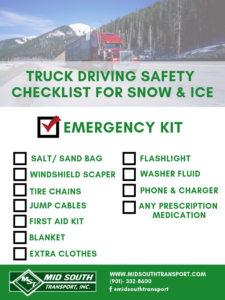 TRUCK DRIVING SAFETY CHECKLIST FOR SNOW & ICE